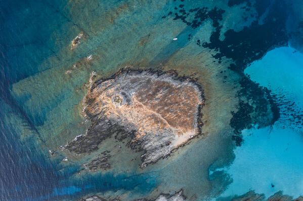 Aerial view of Stintino beach. Stintino, Sassari province, Sardegna, Italy