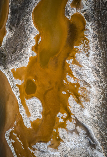 Aerial views of Sant'Antioco saline. Sant'Antioco, Sulcis Iglesiente, Sardegna, Italy