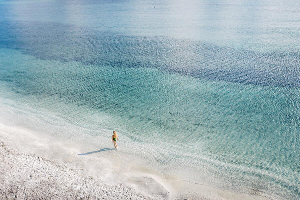 Aerial view of Stintino beach. Stintino, Sassari province, Sardegna, Italy