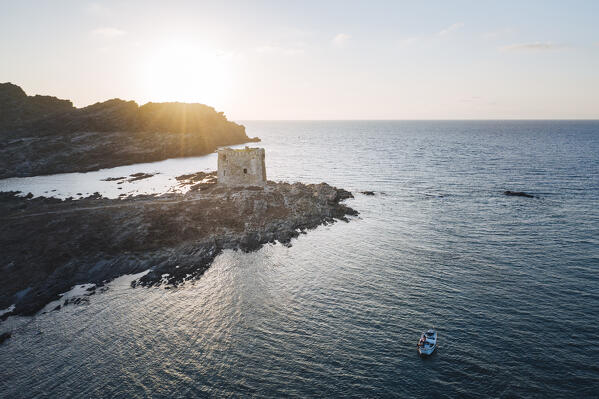 Aerial view of Stintino beach. Stintino, Sassari province, Sardegna, Italy