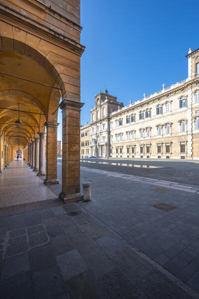 Piazza Roma, iconic square in Modena old town. Modena, Emilia Romagna, Italy