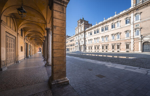 Piazza Roma, iconic square in Modena old town. Modena, Emilia Romagna, Italy