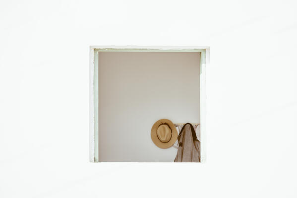 Abstract view of a white cause with a hat. Tenerife, Canary Islands, Spain. 