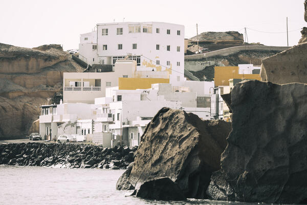 Abstract, architectural and vintage view of Houses in Tenerife, Canary Island, Spain.