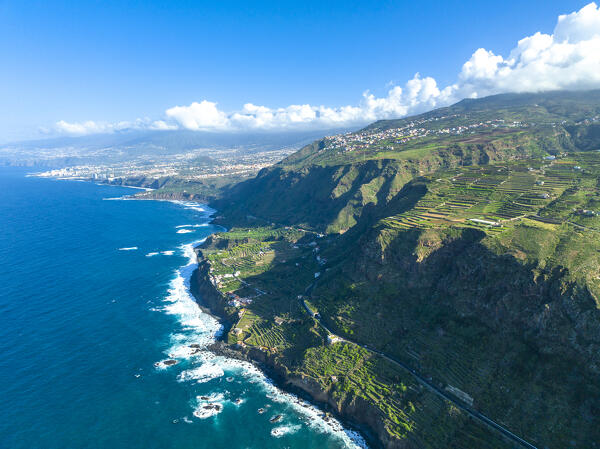 Aerial view of Benijo coastal region. Tenerife, Canary islands, Spain.
