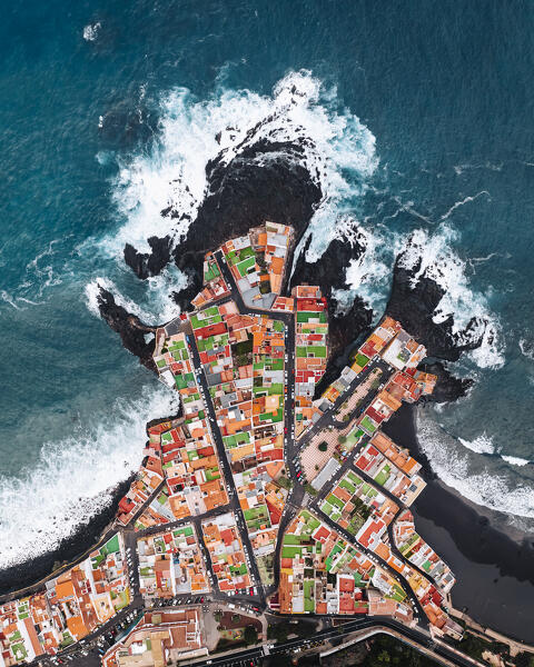 Aerial view of Punta Brava, a small village near Puerto de la Cruz. Tenerife, Canary islands, Spain.