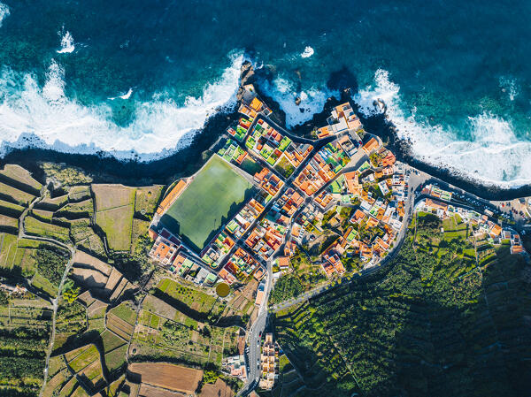 Aerial view of Las Agues village. Tenerife, Canary islands, Spain.