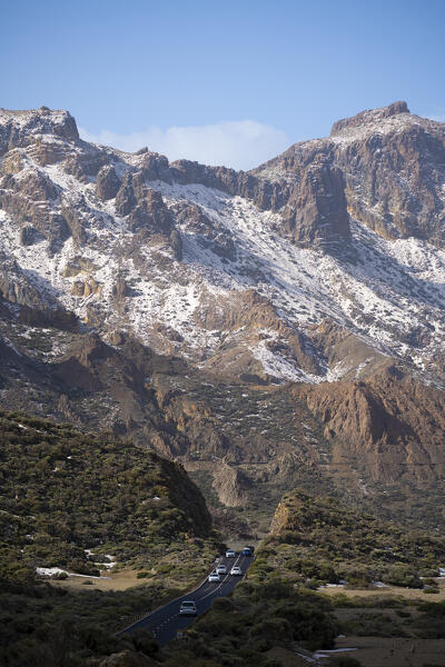 The road in Teide Volcano caldera. Tenerife, Canary Islands, Spain.