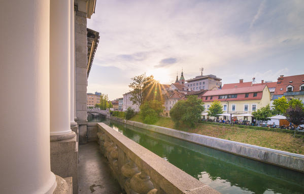 Ljubljanica river, old town of Ljubljiana, Osrednjeslovenska, Slovenia.