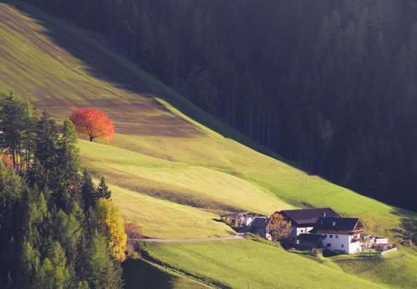 Small mountain village into the Funes Valley, Puez Odle Natural Park, South Tyrol, Italy