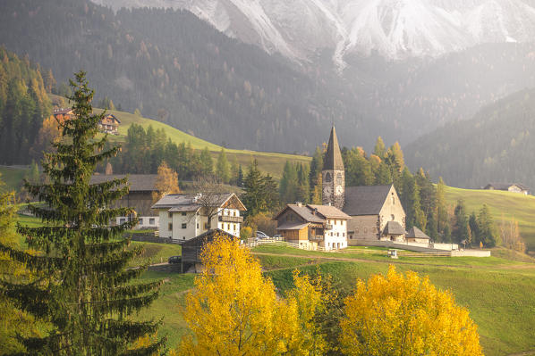 The village of Santa Magdalena. Funes Valley, Bolzano Province, Trentino Alto Adige, Italy 