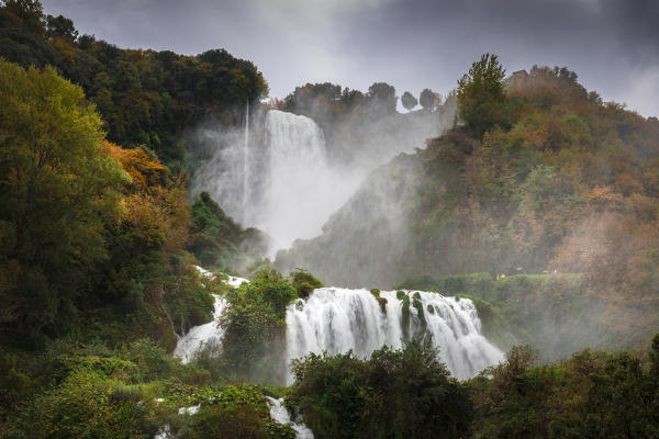 Marmore Falls during autumn season, Terni province, Umbria, Italy