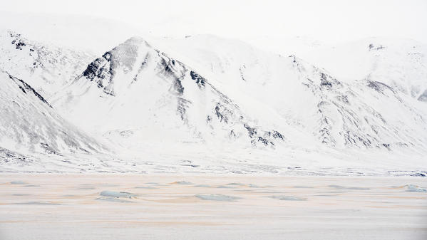 Orange sand from the Sahara desert blown north up to Billefjorden, Spitsbergen, Svalbard
