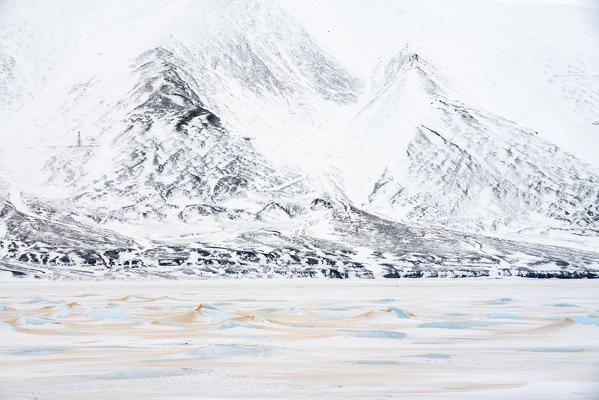 Orange sand from the Sahara desert blown north up to Billefjorden, Spitsbergen, Svalbard
