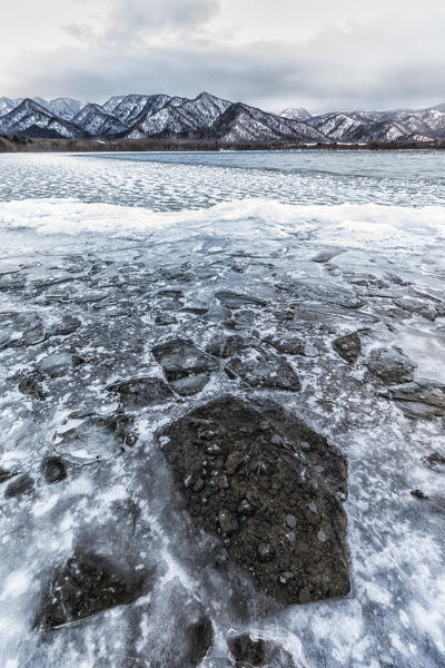 Kotan onsen, east coast of Lake Kussharo, Eastern Hokkaido, Japan