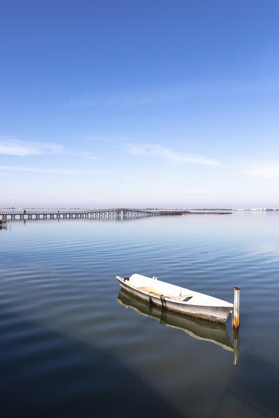 Bridge of Lesina lake, Lesina village, Foggia district, Apulia, Italy