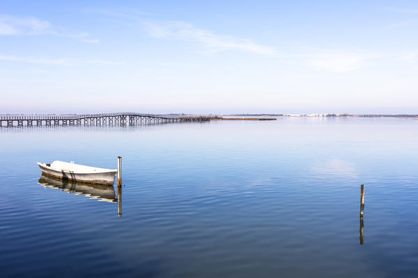 Bridge of Lesina lake, Lesina village, Foggia district, Apulia, Italy