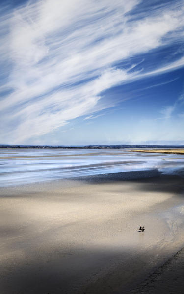 View from Le Mont Saint Michel village, Pontorson, Avranches, Manica, Normandy, France