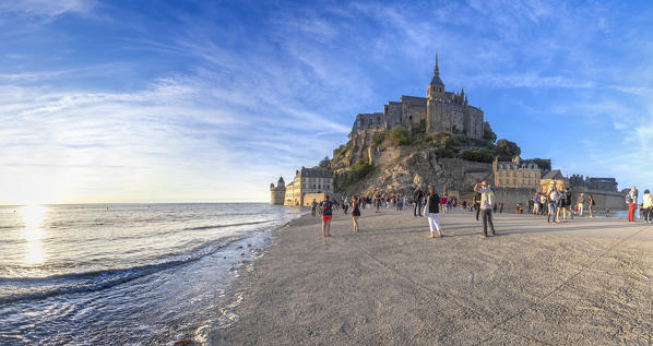 Le Mont Saint Michel village, Pontorson, Avranches, Manche, Normandy, France. 
