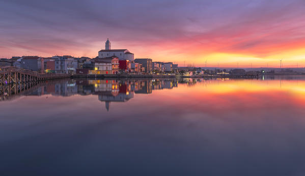 Lesina village at sunset, Gargano National Park, foggia district, Apulia, Italy