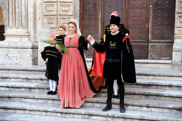Historical re-enactment of medieval joust of the Quintana, Ascoli Piceno district, Marche, Italy