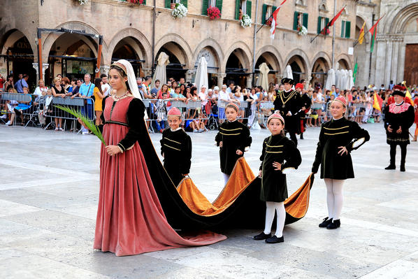 Historical re-enactment of medieval joust of the Quintana, Ascoli Piceno, Italy