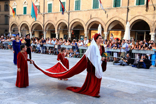 Historical re-enactment of medieval joust of the Quintana, Ascoli Piceno, Italy