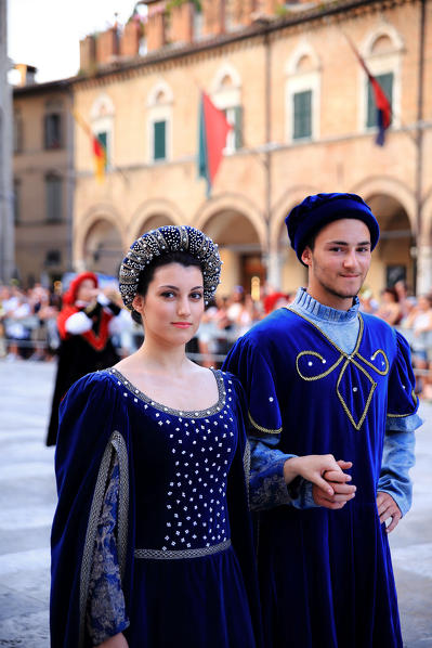 Historical re-enactment of medieval joust of the Quintana, Ascoli Piceno, Italy