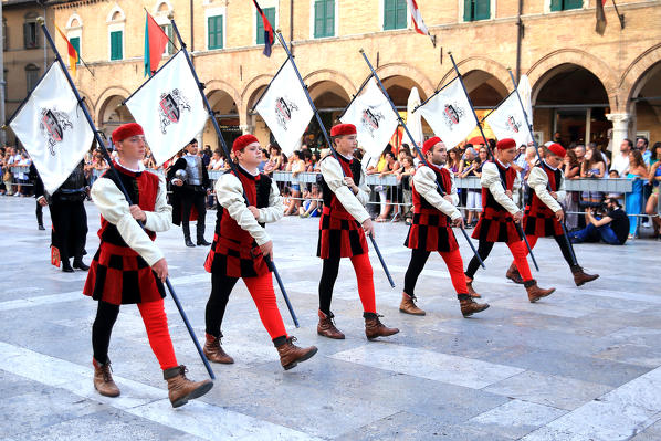 Historical re-enactment of medieval joust of the Quintana, Ascoli Piceno, Italy