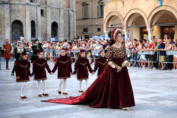 Historical re-enactment of medieval joust of the Quintana, Ascoli Piceno, Italy