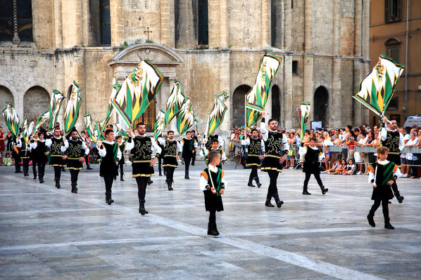 Historical re-enactment of medieval joust of the Quintana, Ascoli Piceno, Italy