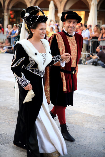 Historical re-enactment of medieval joust of the Quintana, Ascoli Piceno, Italy