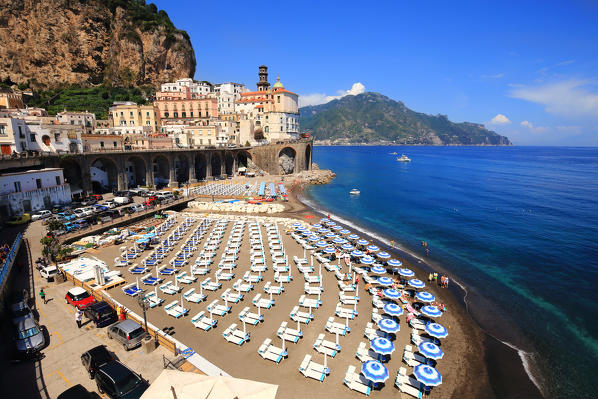 View of Atrani , small village inside Amalfi coast. Campania, Italy, Europe