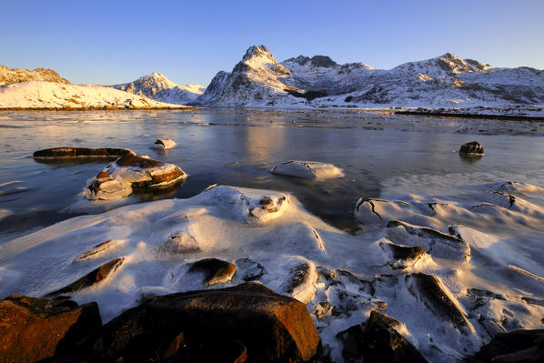 Norwegian's fjord in Lofoten Islands, Norway