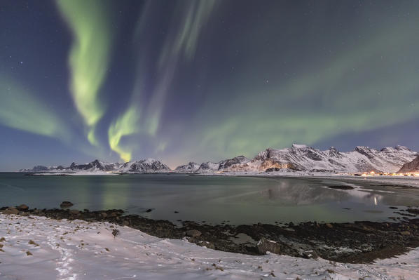Northern light in Lofoten Islands, Norway