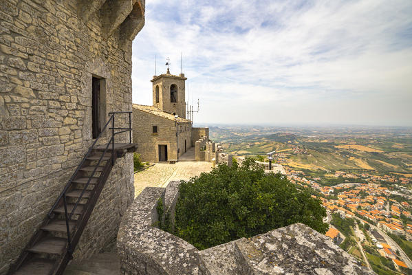 View of San Marino from Fotress of Guaita, City of San Marino, Most Serene Republic of San Marino