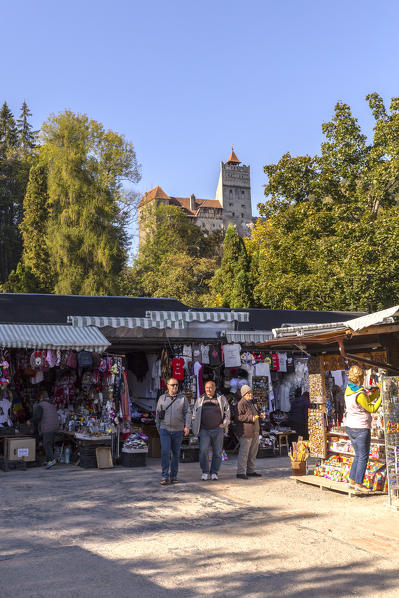 Shops of souvenir in Bran district, Transylvania, Romania