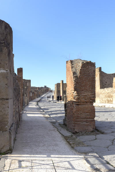 Avenue of ancient Pompei village, Naples district, Campania, Italy