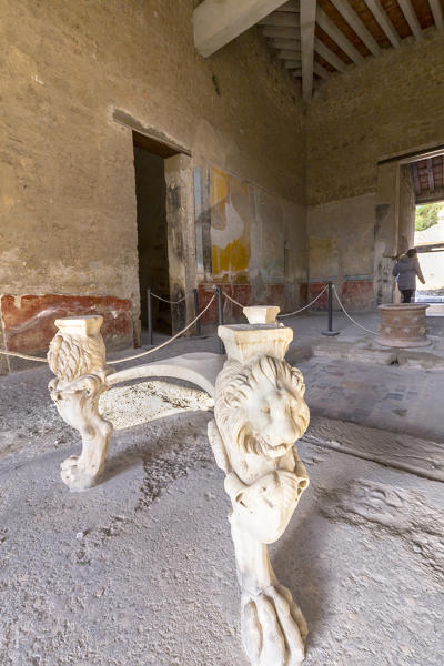 Longus home or theatrical scenes house, Pompei village, Naples district, Campania, Italy