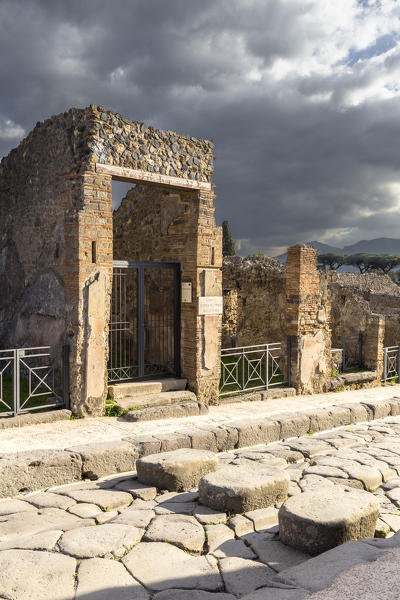 Citarista home in ancient Pompei village, Naples district, Campania, Italy