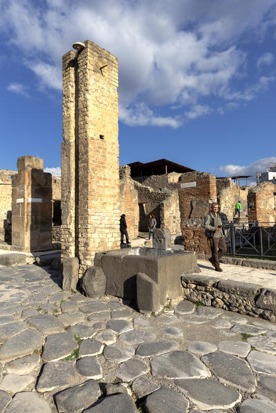 Ancient Pompei street, Pompei village, Naples district, Campania, Italy