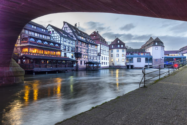 Riverside of Strasbourg district, Alsatian, Grand Est, Bas-Rhin, France