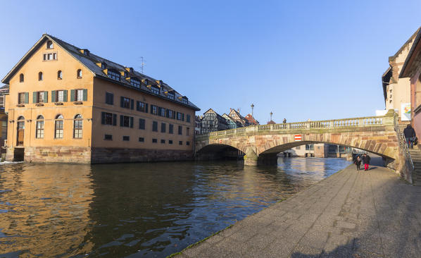 Riverside of Strasbourg district, Alsatian, Grand Est, Bas-Rhin, France