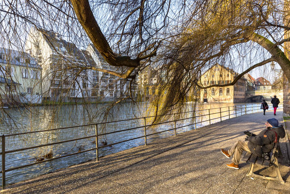 Riverside of Strasbourg district, Alsatian, Grand Est, Bas-Rhin, France