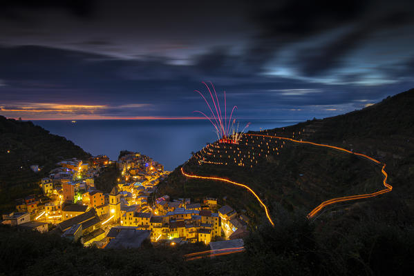 Christmas nativity scene in Manarola, Cinque Terre, Province of La Spezia, Liguria, Italy, Europe