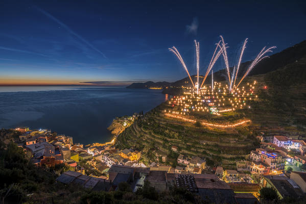 Christmas nativity scene in Manarola, Cinque Terre, Province of La Spezia, Liguria, Italy, Europe