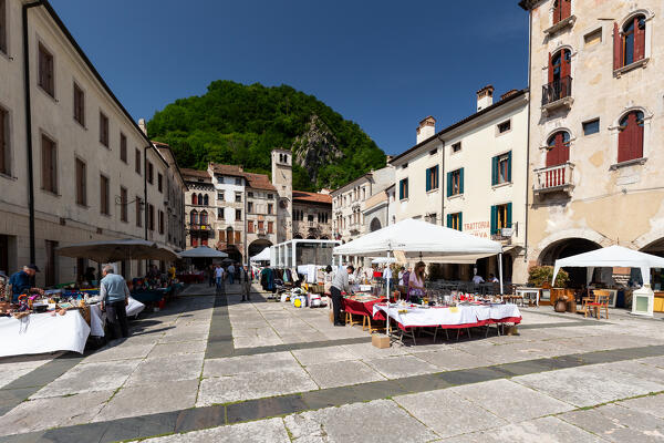 foto  - Piazza Flaminio, the main square of Vittorio Veneto, on a market day.
Europe, Italy, Veneto, Province of Treviso, Vittorio Veneto